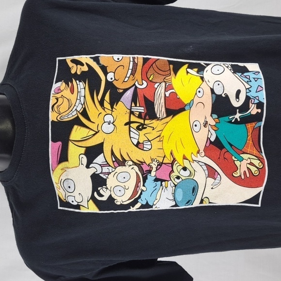 Nickelodeon cartoon characters graphic LG black t-shirt - Picture 1 of 5
